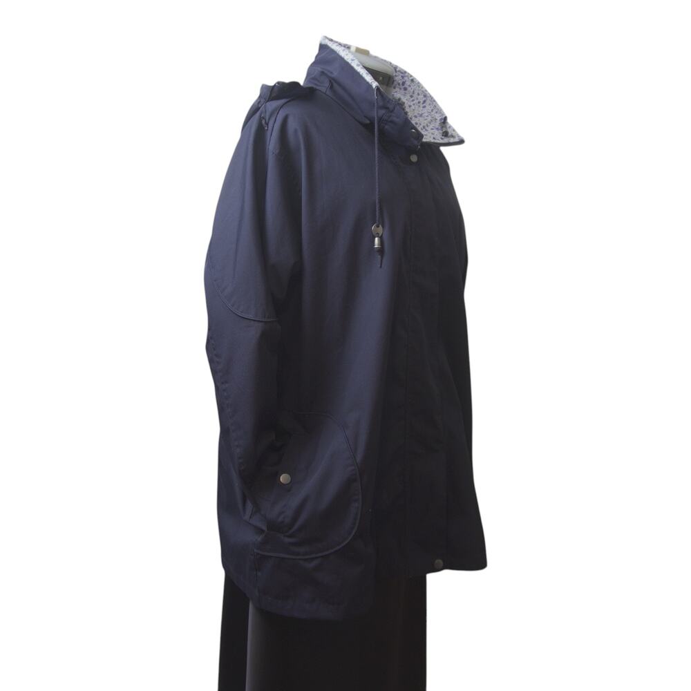 Blair 2XL Navy Rain Jacket Hidden Hood Floral Trim - Picture 5 of 16
